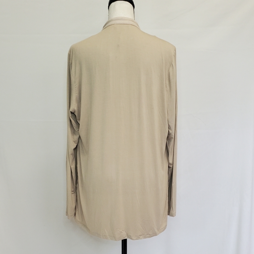 Calvin Klein Beige Faux Suede Long Sleeve Blazer Cardigan - Picture 2 of 4